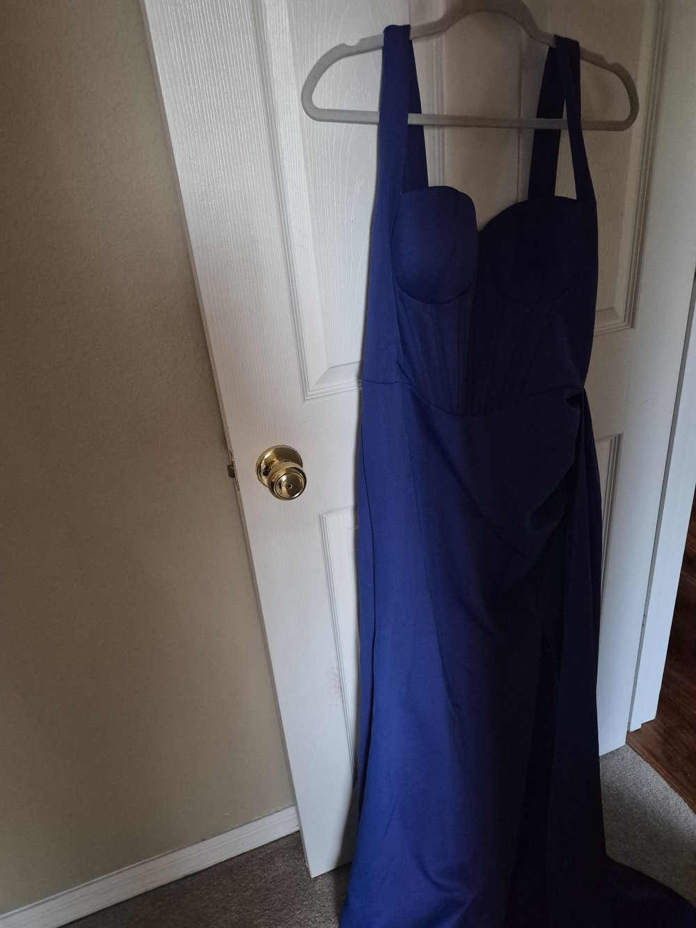 SHEIN Royal Blue Bustier Evening Gown with Wide Straps